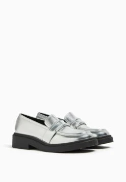 BERSHKA Penny Strap - Instappers - Silver Coloured -Deals Shoes Store 0614b0f34a03418783c123d55f58c621