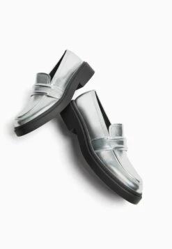 BERSHKA Penny Strap - Instappers - Silver Coloured -Deals Shoes Store 14c49ce1b1604b71a85b46fe678b0f5a