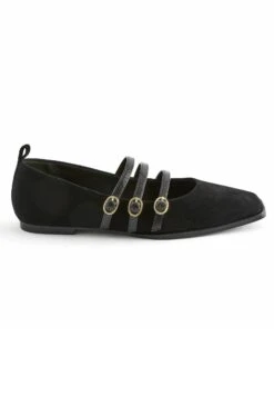 Next Forever Comfort Triple Strap Square Toe Flat Standard - Ballerina'S Met Enkelbandjes - Black