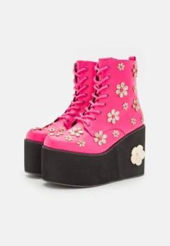 KOI FOOTWEAR Lotus Junkie Flower Flatorm Boots - Veterboots - Pink -Deals Shoes Store 6502005f2bdf47db843c7d988fa8f523