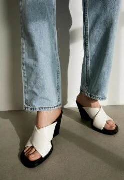 Pantoletten - Muiltjes Met Hak - White Black