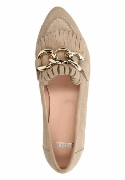 Mit Goldfarbener Kette - Instappers - Taupe -Deals Shoes Store 8d63a75d3a494bd0b7cada474f3bdaa3