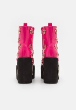 KOI FOOTWEAR Lotus Junkie Flower Flatorm Boots - Veterboots - Pink -Deals Shoes Store de8003e38a5e44f1996226551360254d