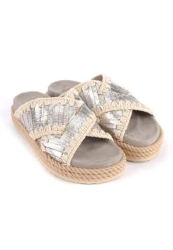Mou Rope Bio In Pelle Silver Con Ricamo - Muiltjes - Argento -Deals Shoes Store e3303319d618443aaf8b43e7d6f35841