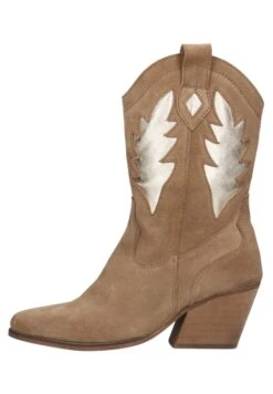 Mit Metallic-Details - Cowboy-/Bikerlaarzen - Taupe