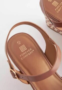 Next Forever Comfort Open Toe Regular Wide Fit - Sandalen Met Sleehak - Tan Brown -Deals Shoes Store f81af78702d34fb798024e7461384b03